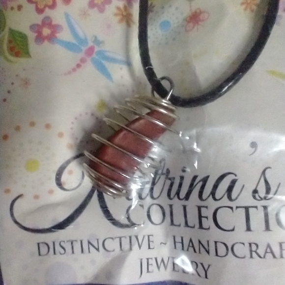 Katrina's collection handcrafted necklace silvertone black cord - Picture 3 of 3